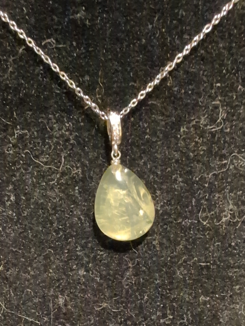 NEW! Stainless Steel Women's Pale Yellow Teardrop Pendant Necklace